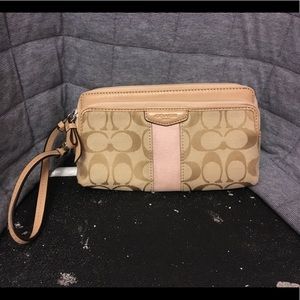 Double Zip Coach Wristlet